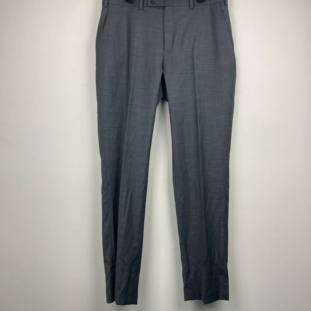 Calvin Klein Mens Slim fit Dress Pants 36 / 32 Dark‎ Grey Solid Stretch